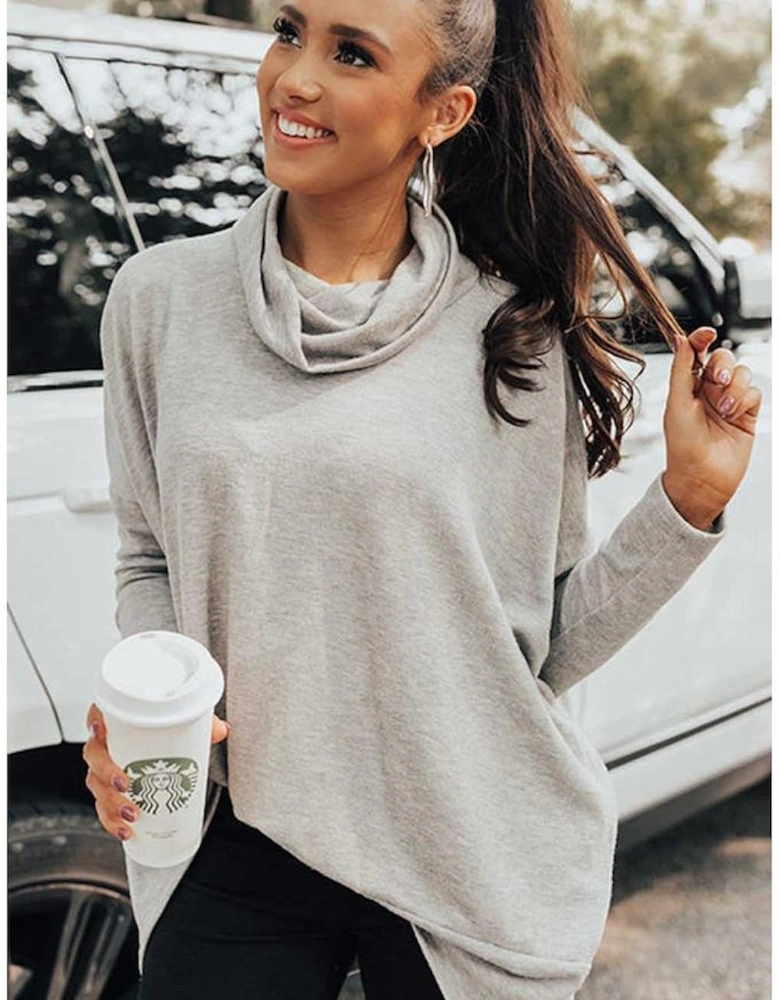 Gray Cowl Neck Shift Tunic Top