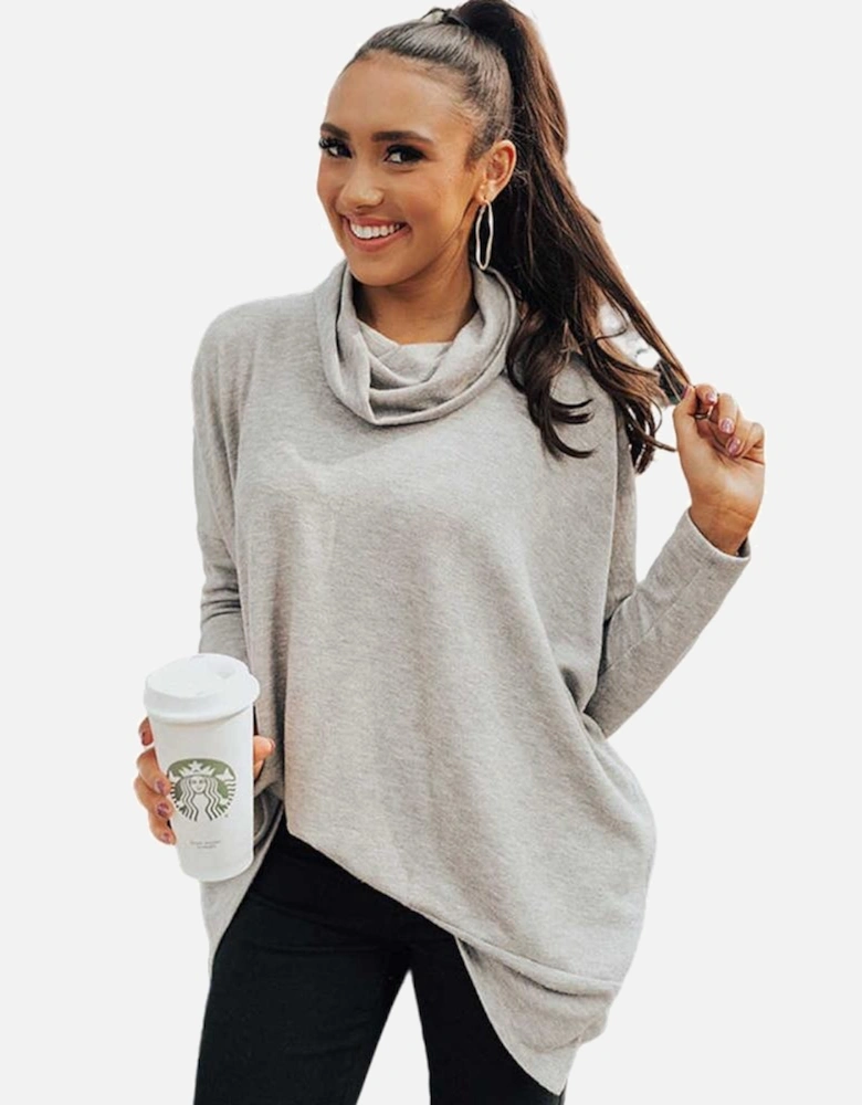 Gray Cowl Neck Shift Tunic Top