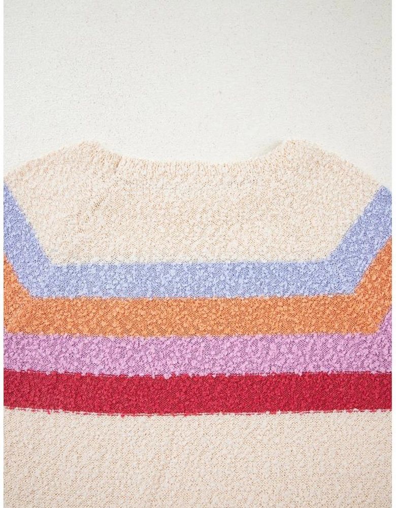 Jet Stream Striped Color Block Loose Sleeve Chic Sweater