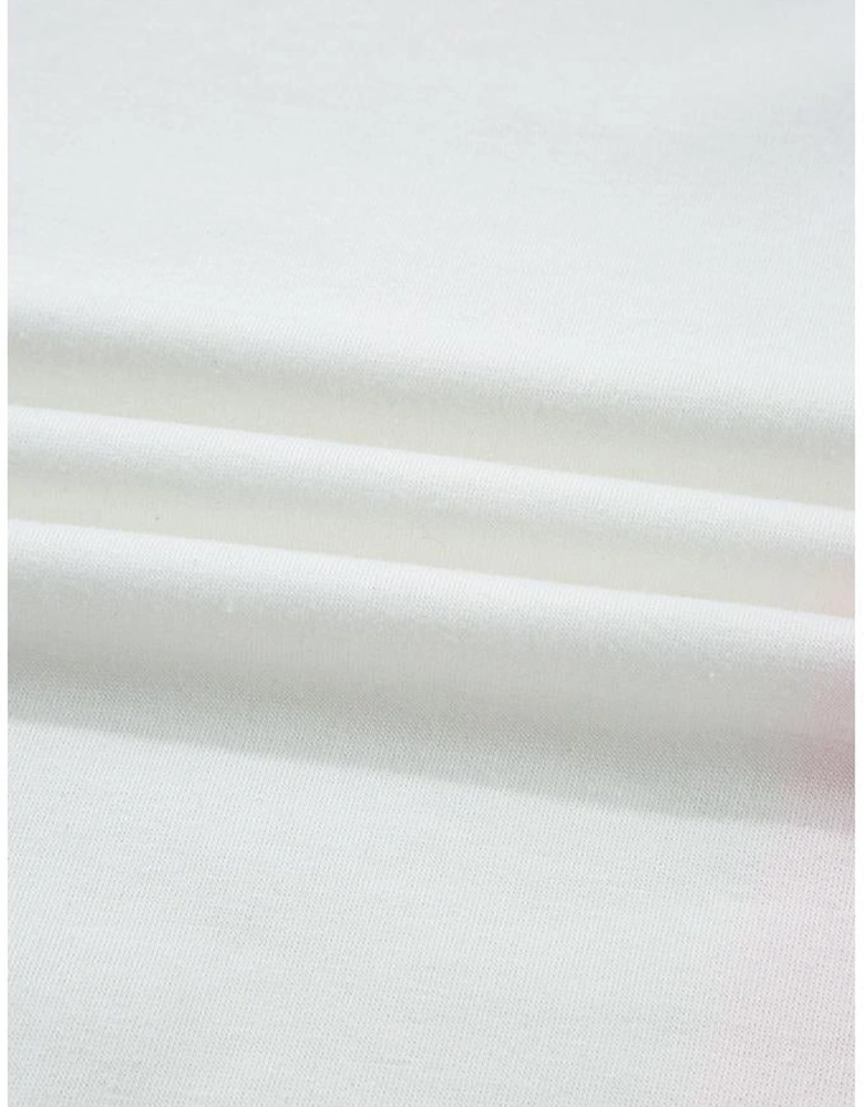 White Floral Colorblock Patchwork Chest Pocket Notched Neck Long Sleeve Top