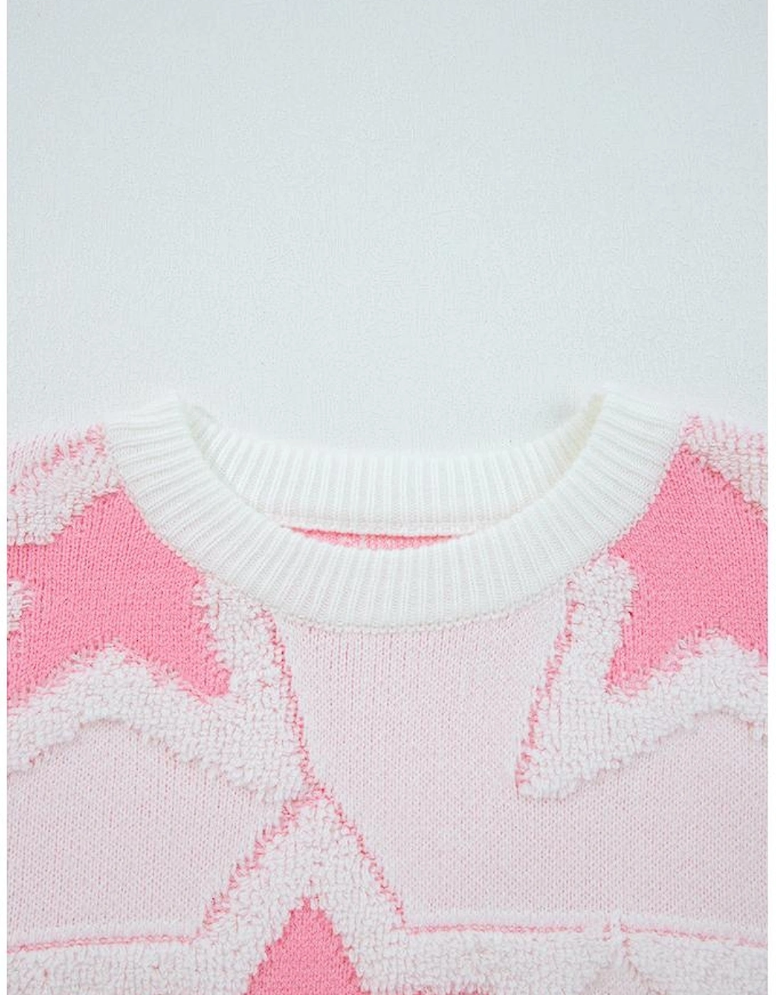Sachet Pink Oversized Cute Star Pattern Ribbed Edge Drop Shoulder Sweater
