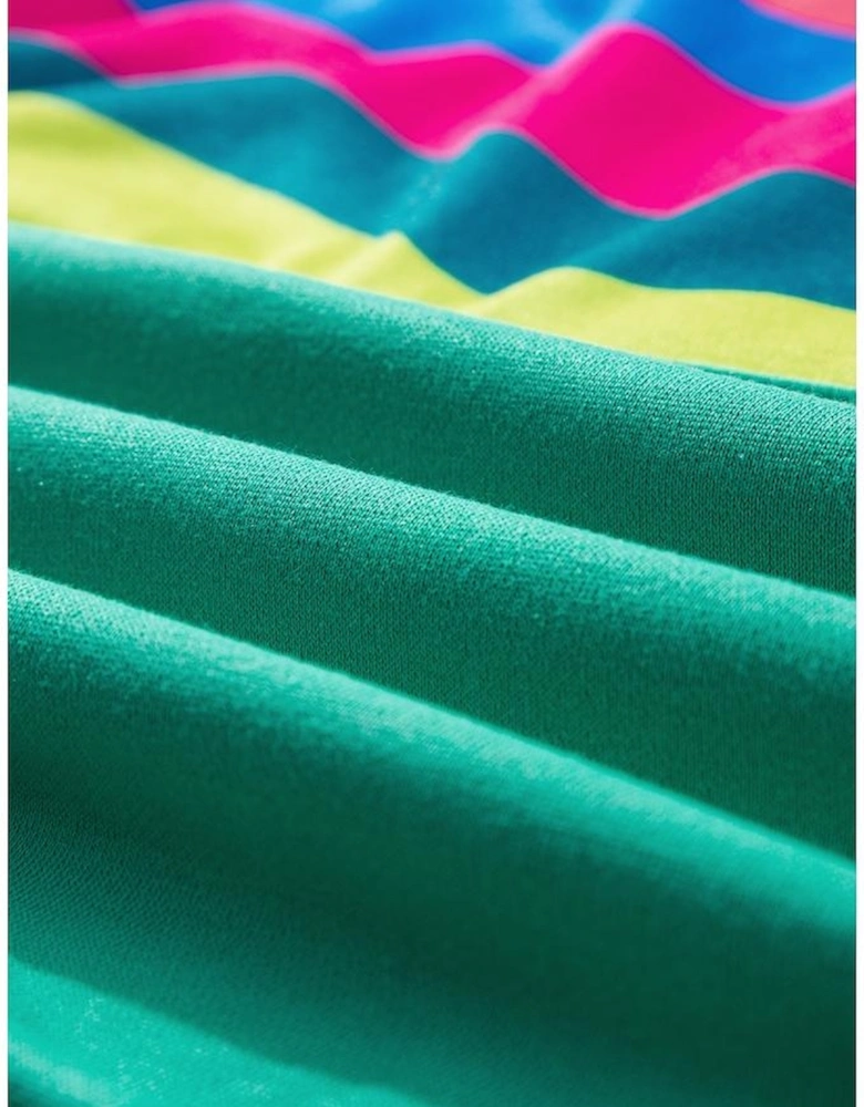 Green Colorful Striped Accent Long Sleeve T Shirt