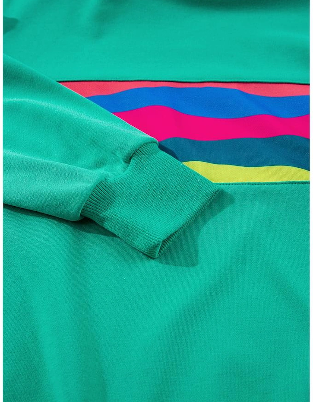 Green Colorful Striped Accent Long Sleeve T Shirt