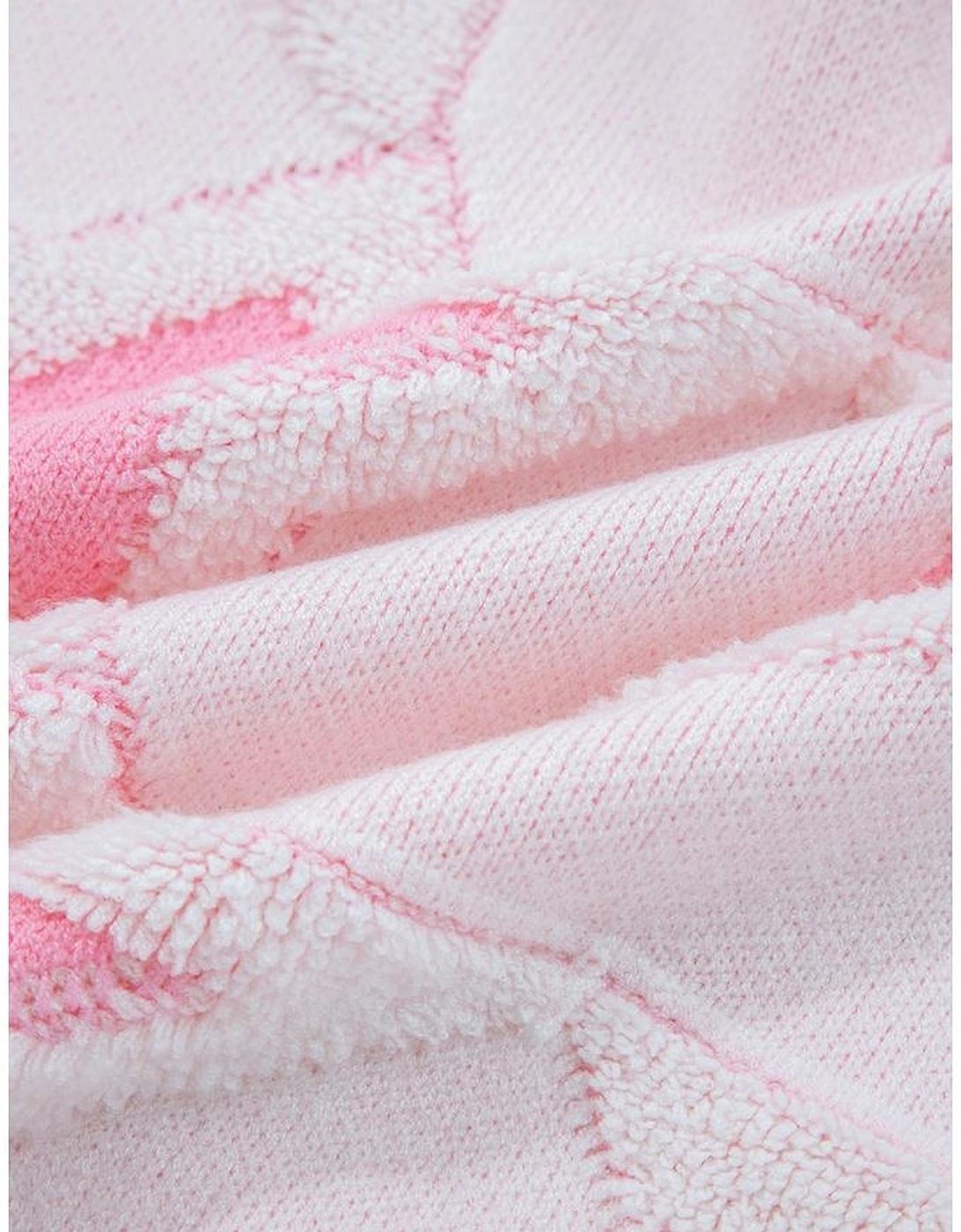 Sachet Pink Oversized Cute Star Pattern Ribbed Edge Drop Shoulder Sweater