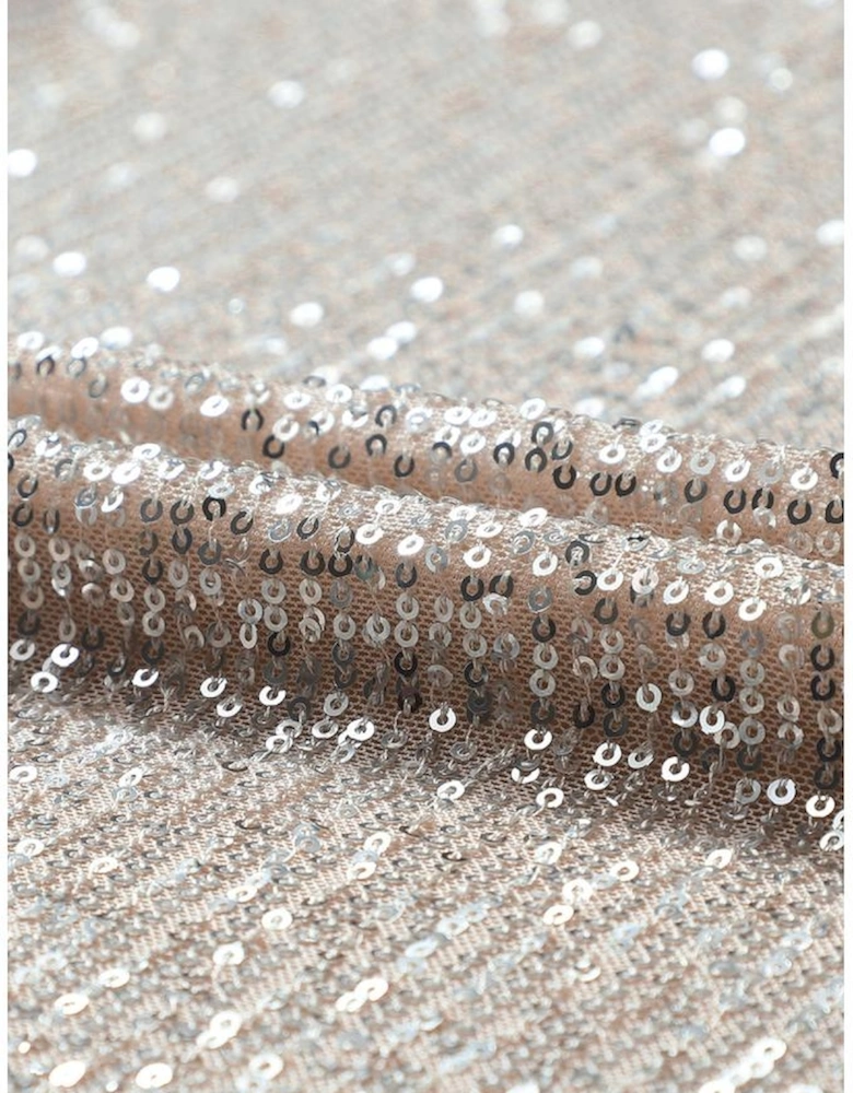 Apricot Sequin 3/4 Sleeve Open Front Duster Kimono