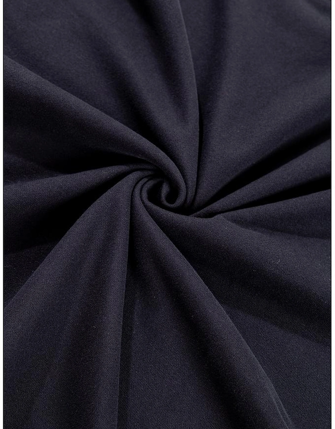 Black Plain Drop Shoulder Crewneck Pullover Sweatshirt