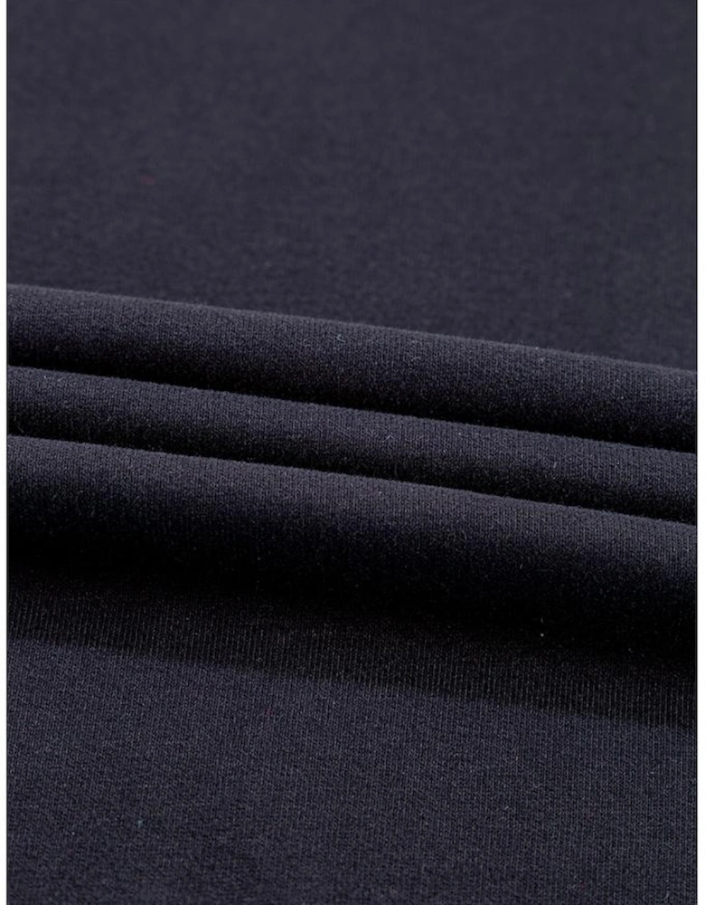 Black Plain Drop Shoulder Crewneck Pullover Sweatshirt