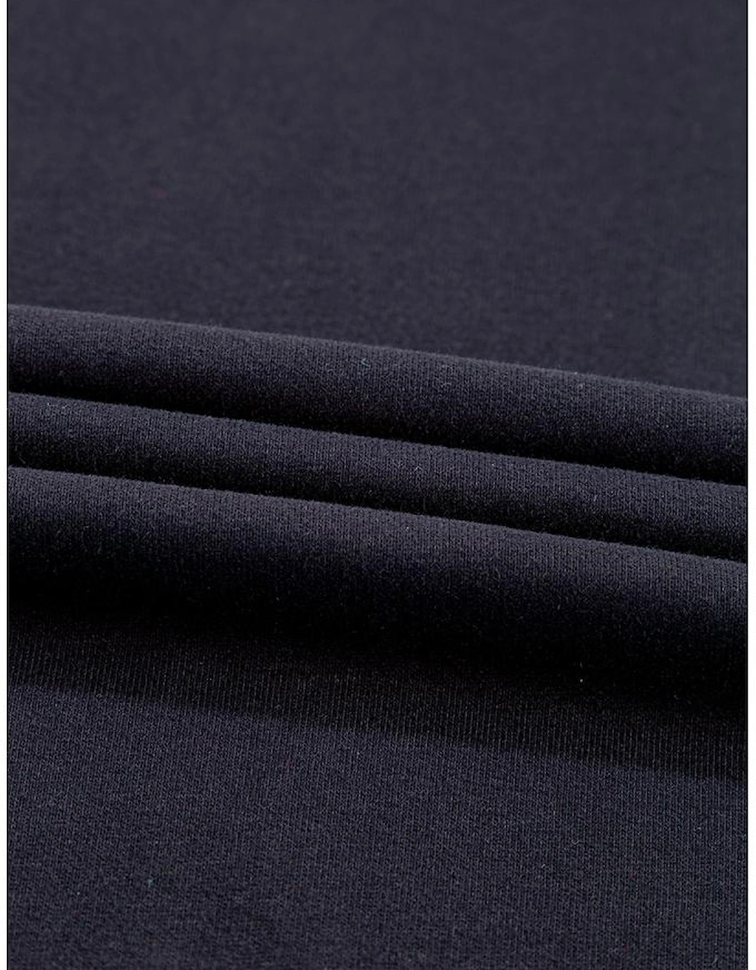 Black Plain Drop Shoulder Crewneck Pullover Sweatshirt