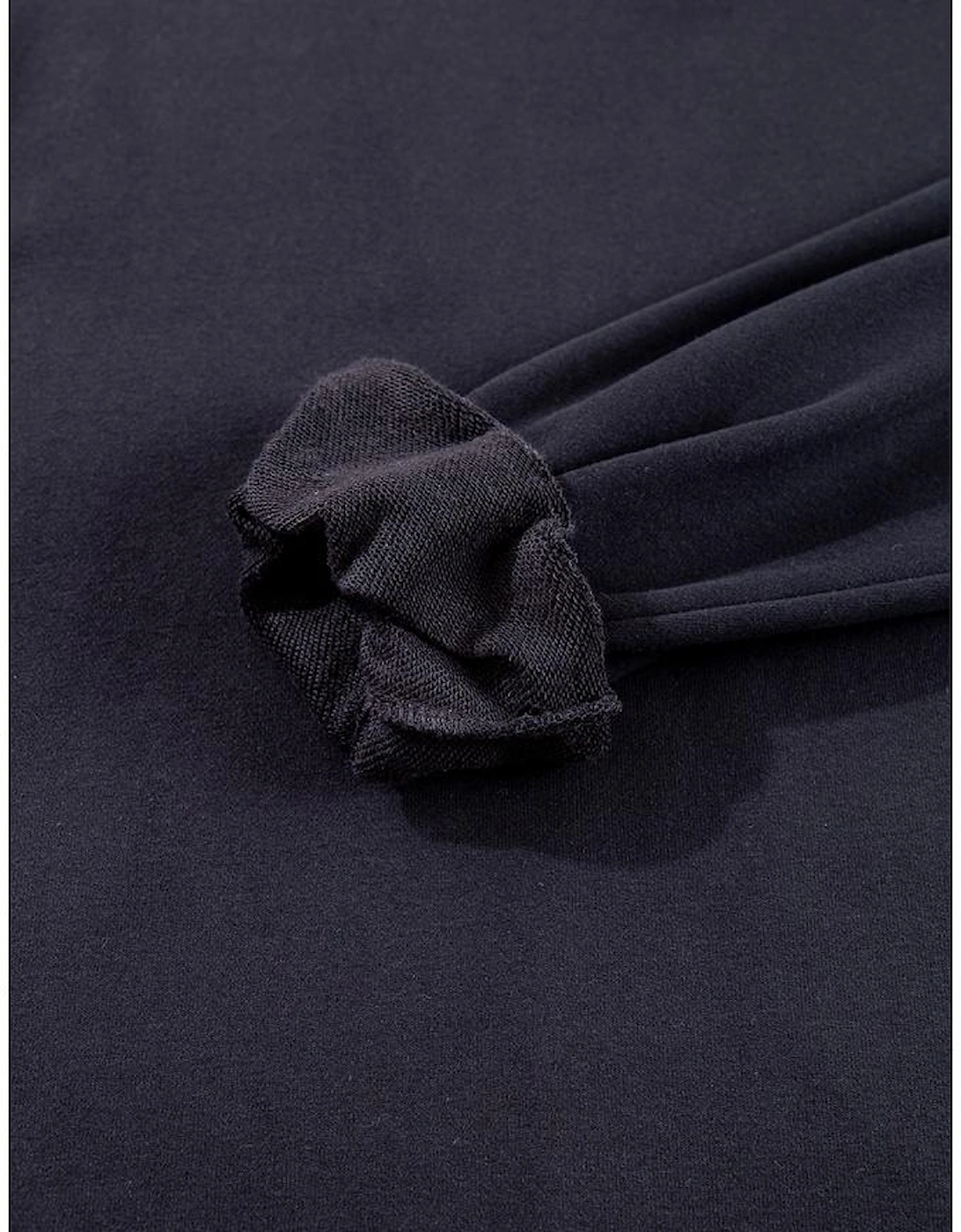 Black Plain Drop Shoulder Crewneck Pullover Sweatshirt