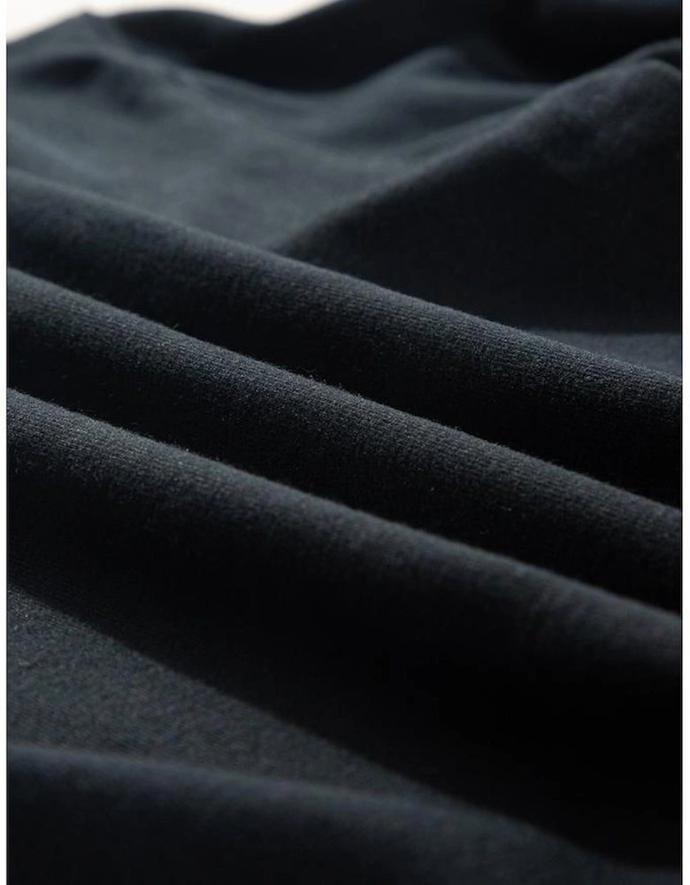 Black Plain Drop Shoulder Crewneck Pullover Sweatshirt