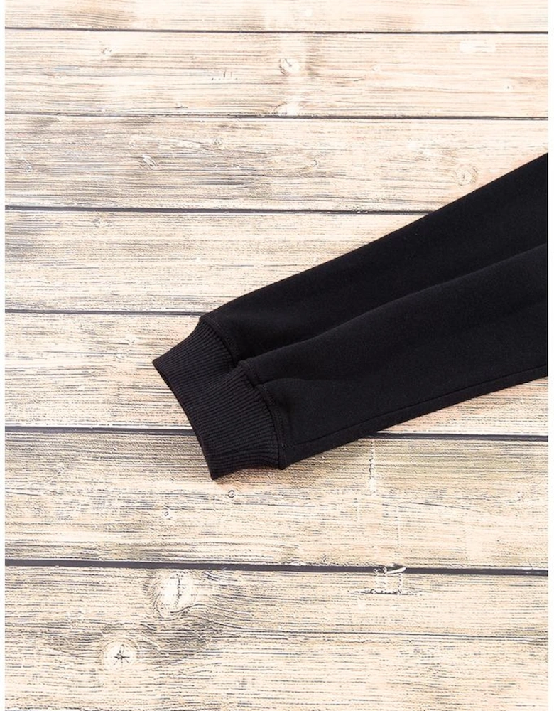 Black Plain Drop Shoulder Crewneck Pullover Sweatshirt