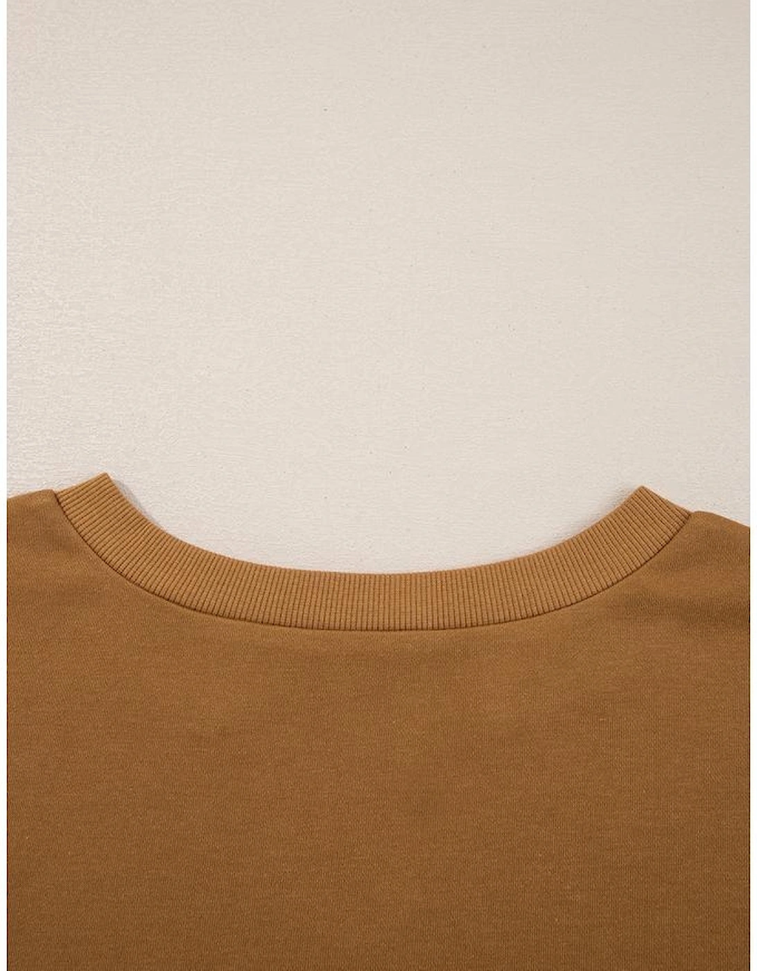 Multicolor Oversized Mixed Textured Split Neck High Low Patchwork Sweatshirt