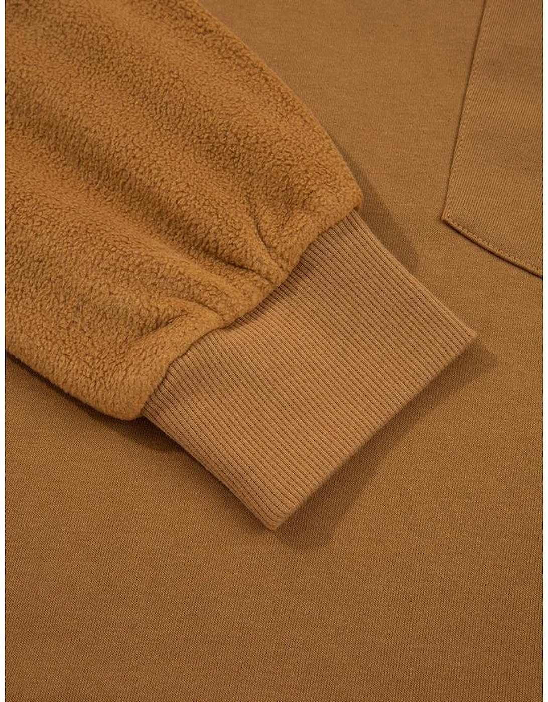 Multicolor Oversized Mixed Textured Split Neck High Low Patchwork Sweatshirt