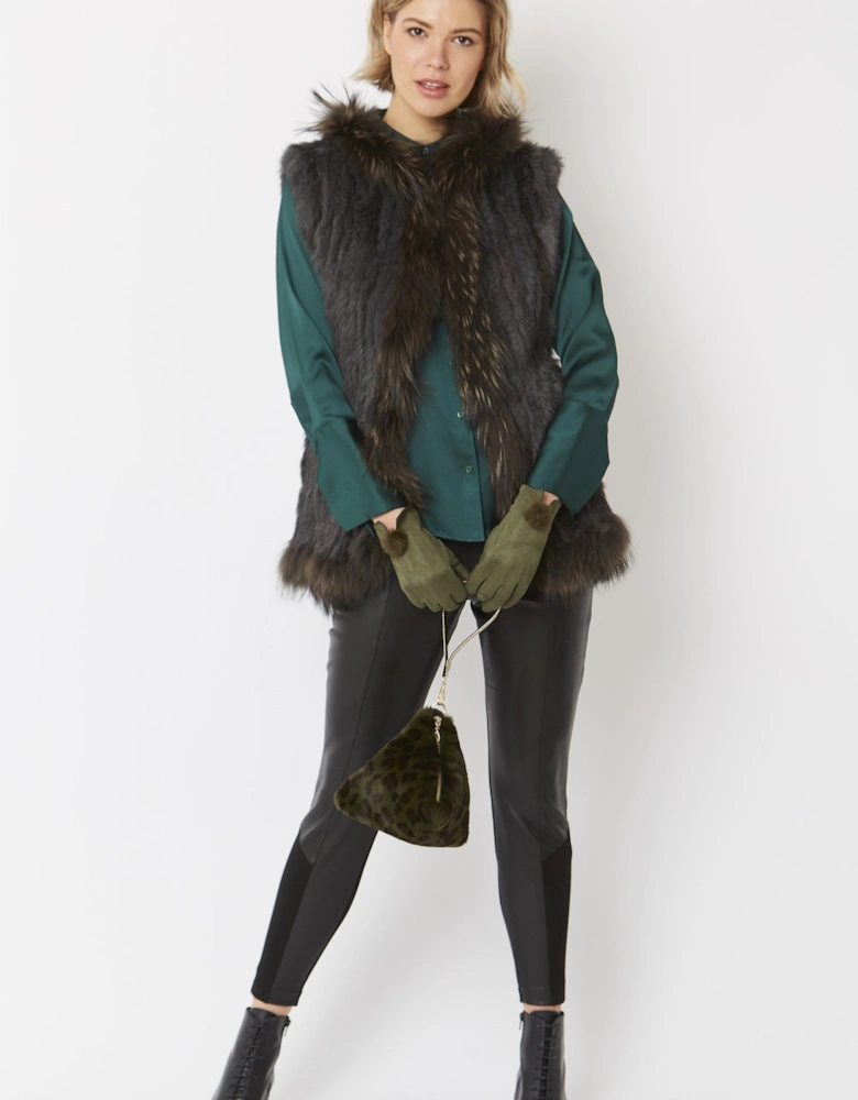 Green Pyramid Faux Fur Bag