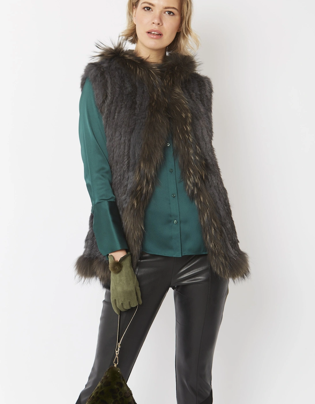 Green Pyramid Faux Fur Bag, 10 of 9