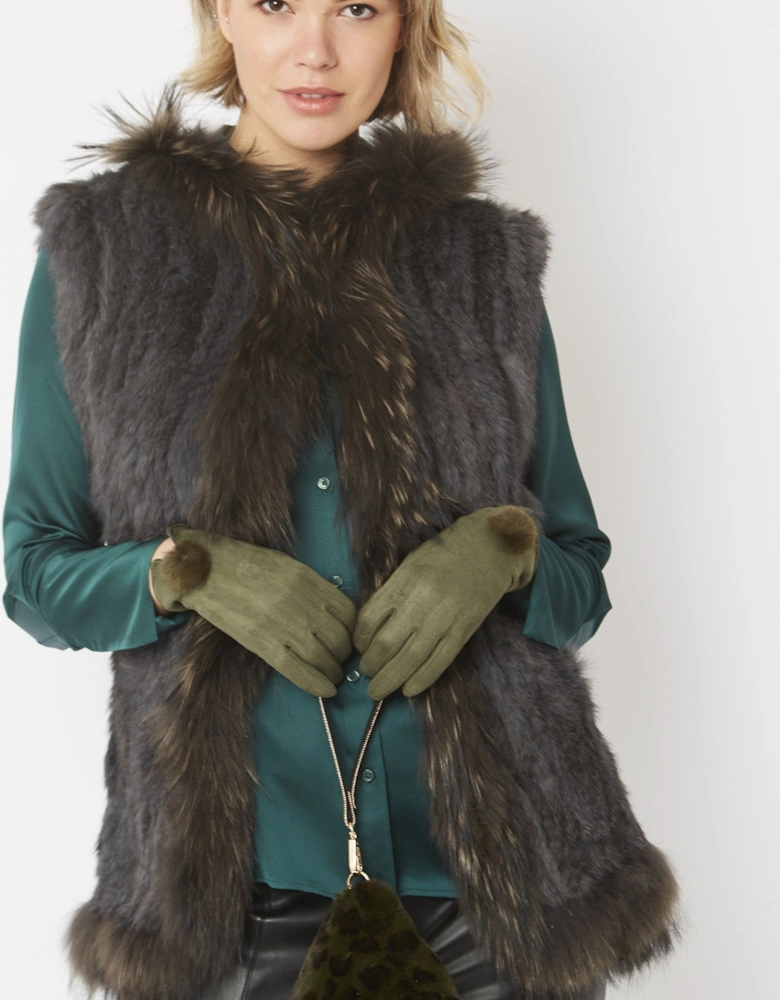 Green Pyramid Faux Fur Bag