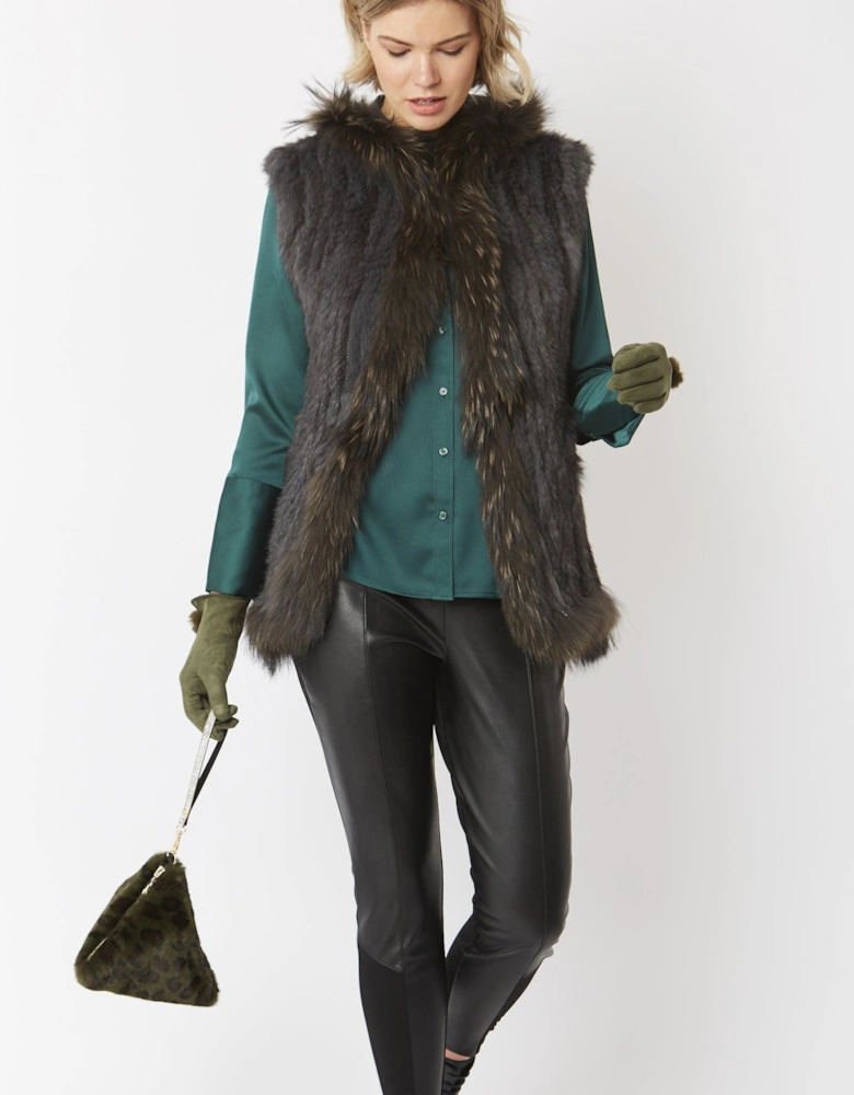 Green Pyramid Faux Fur Bag