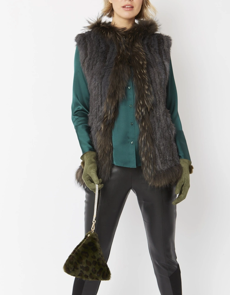 Green Pyramid Faux Fur Bag