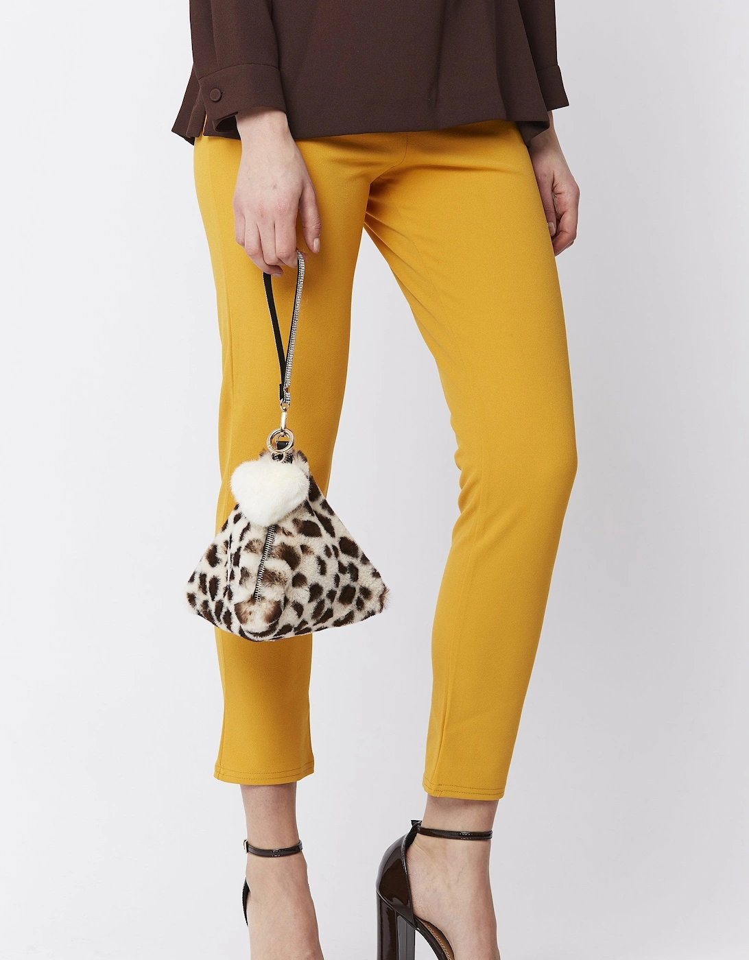 Animal Print Pyramid Faux Fur Bag