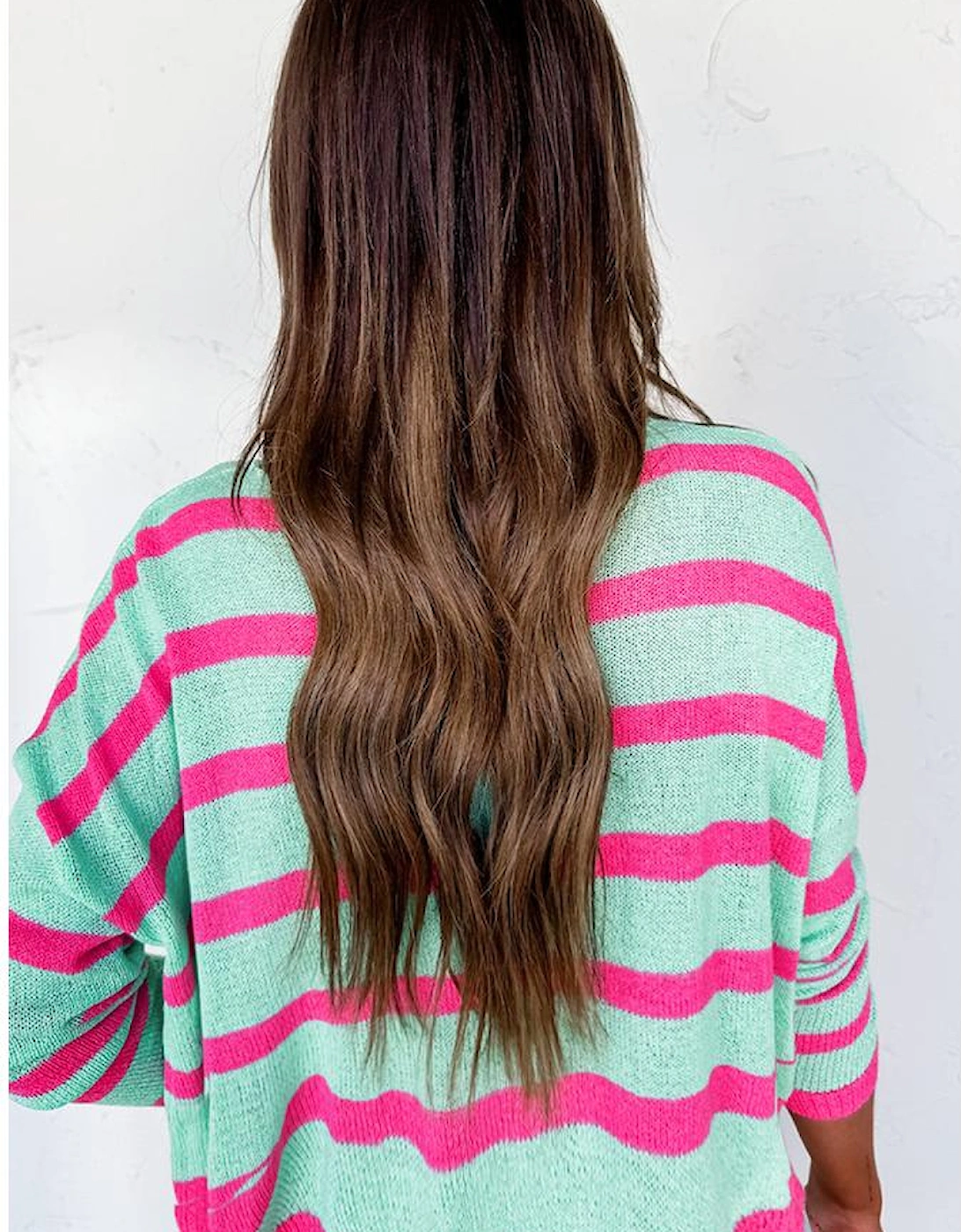 Green Stripe Round Neck Casual Sweater, 14 of 13