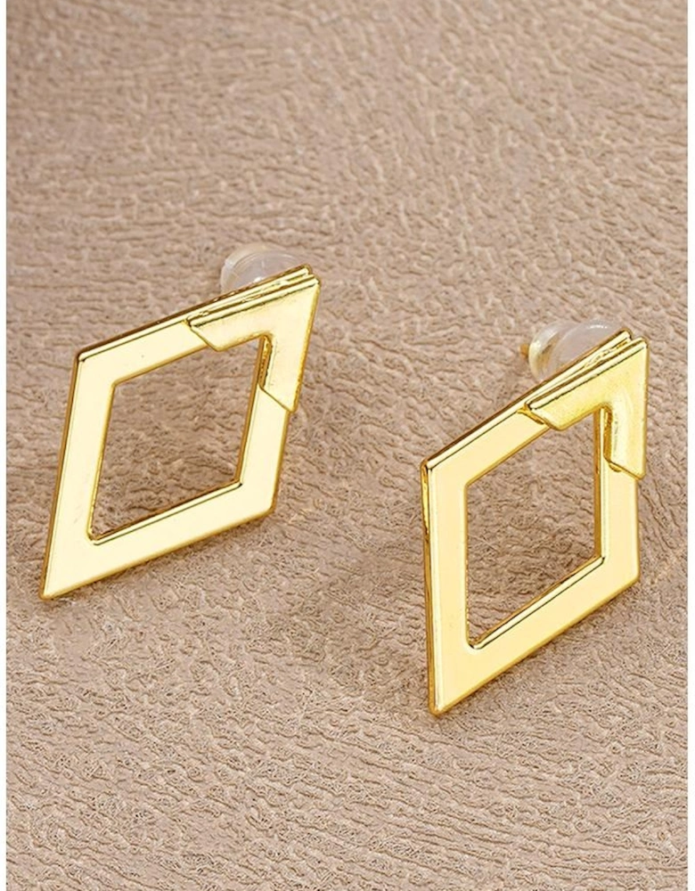 Gold Rhombus Shape Plated Alloy Stud Earrings