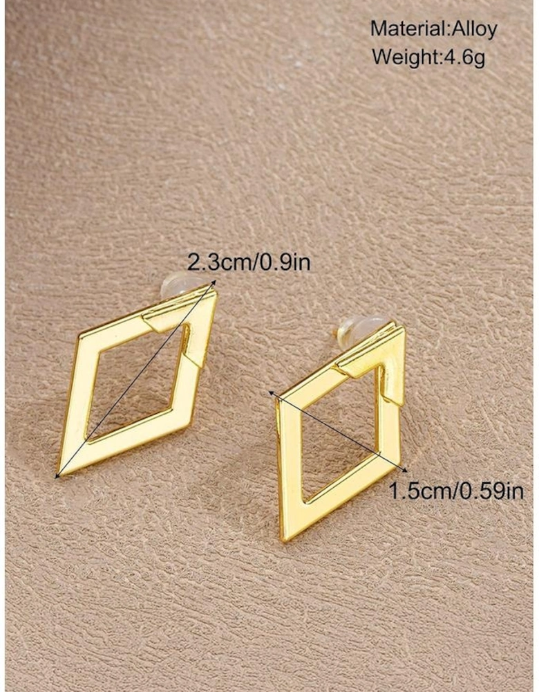 Gold Rhombus Shape Plated Alloy Stud Earrings