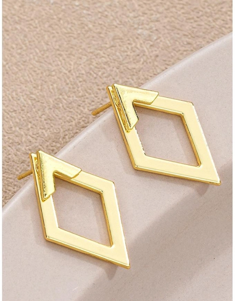 Gold Rhombus Shape Plated Alloy Stud Earrings