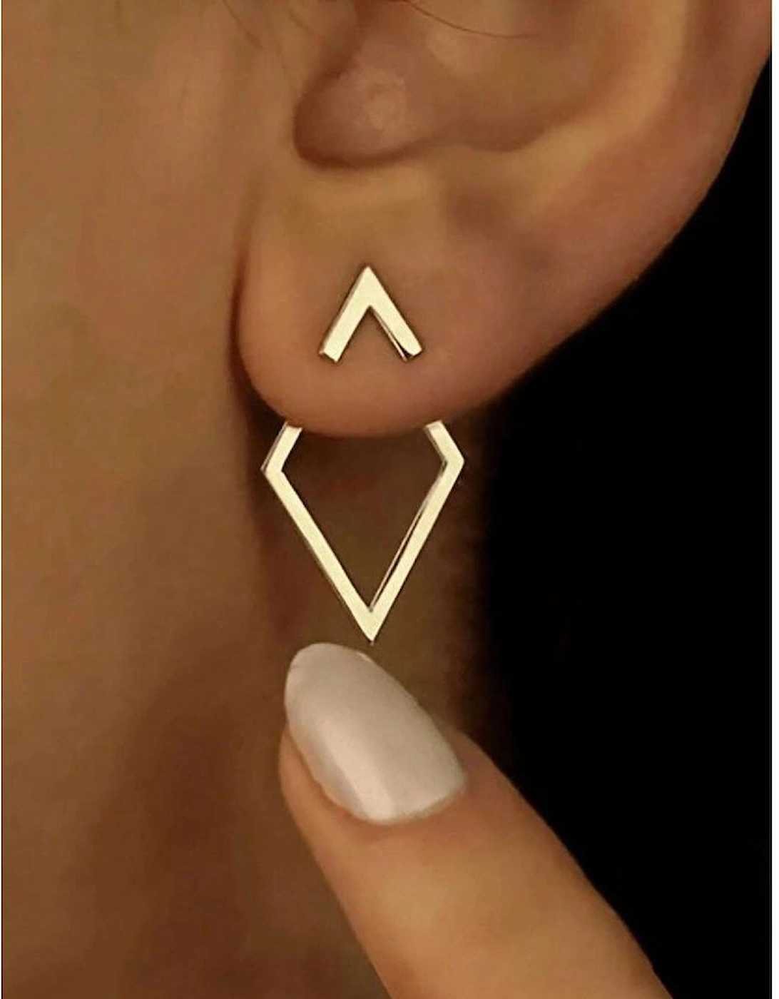 Gold Rhombus Shape Plated Alloy Stud Earrings