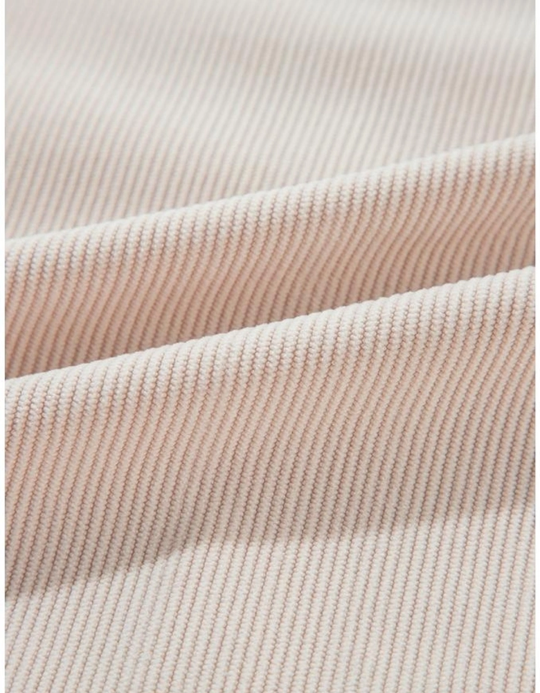 White Corduroy Drawstring Hooded Pocket Zip Up Jacket