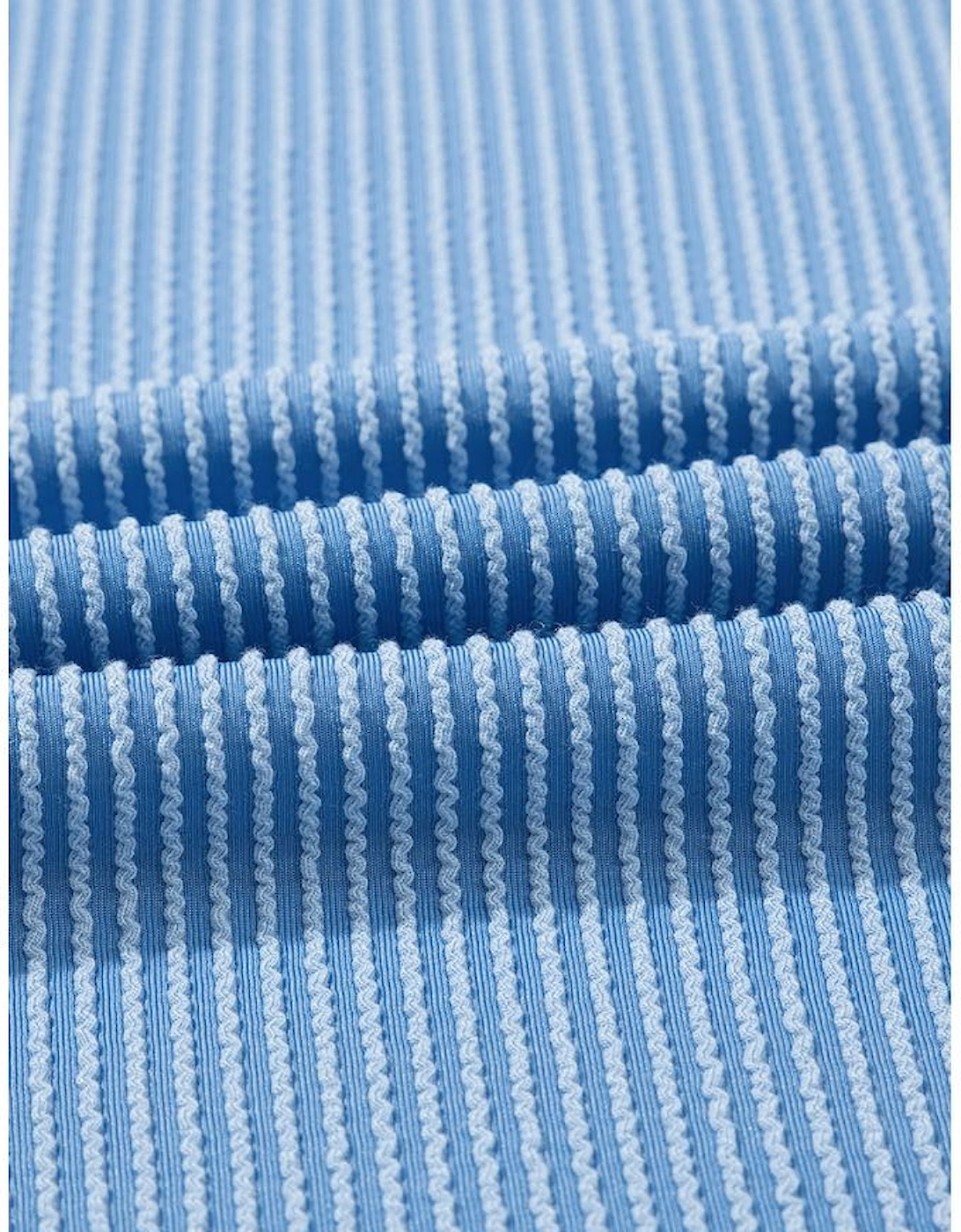 Sky Blue Textured Contrast Trim Round Neck T Shirt