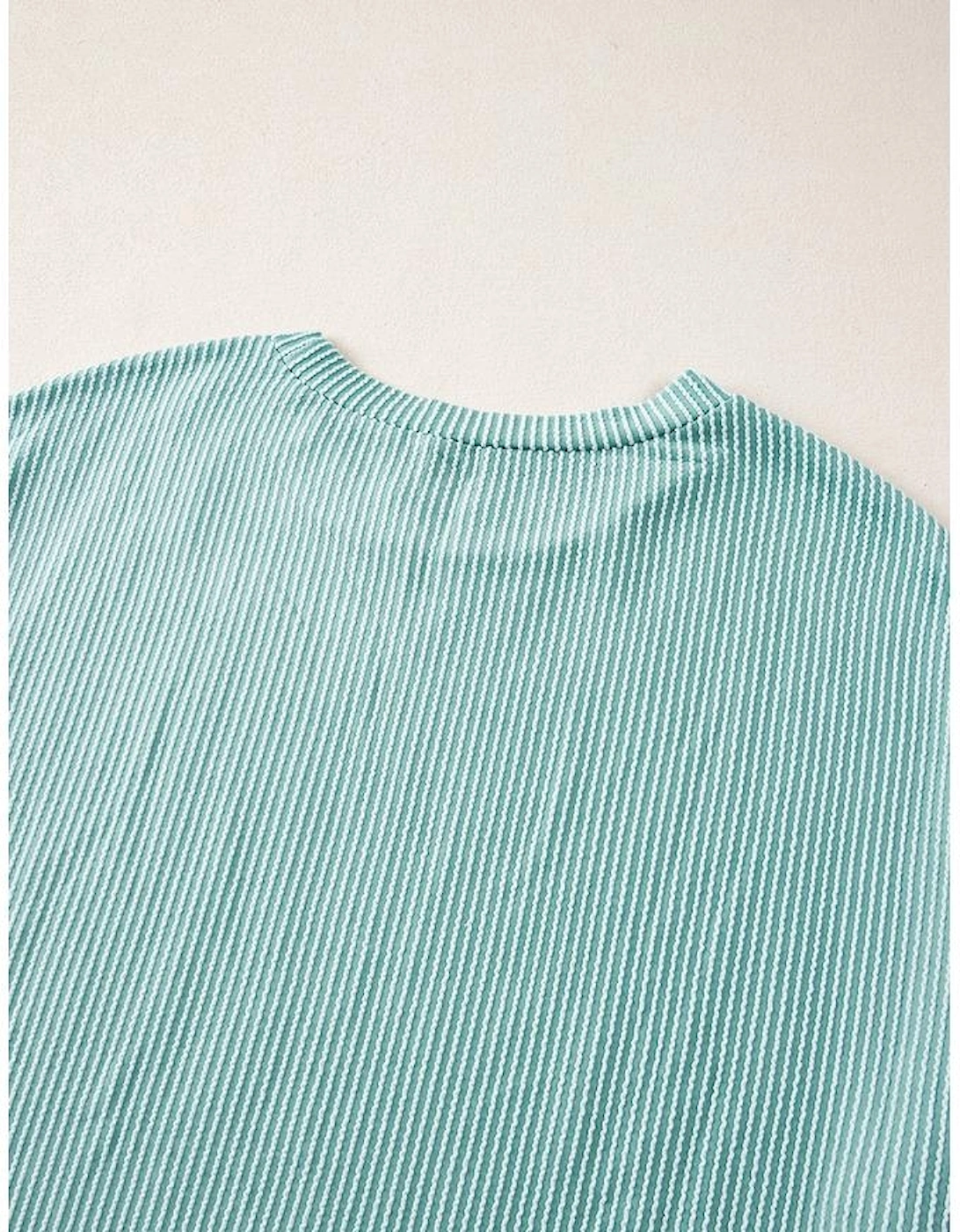 Iceland Blue Ribbed Textured Knit Loose Fit Tee and Shorts Set