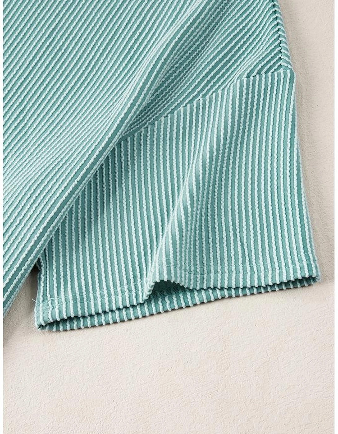 Iceland Blue Ribbed Textured Knit Loose Fit Tee and Shorts Set