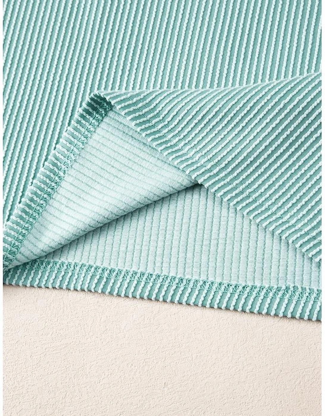 Iceland Blue Ribbed Textured Knit Loose Fit Tee and Shorts Set