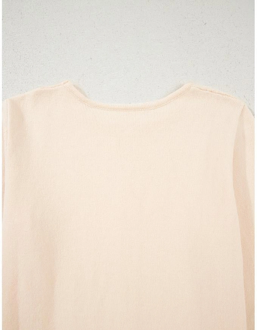 Beige Cable Texture Bohemian Ruffle Hem Patchwork Sweater