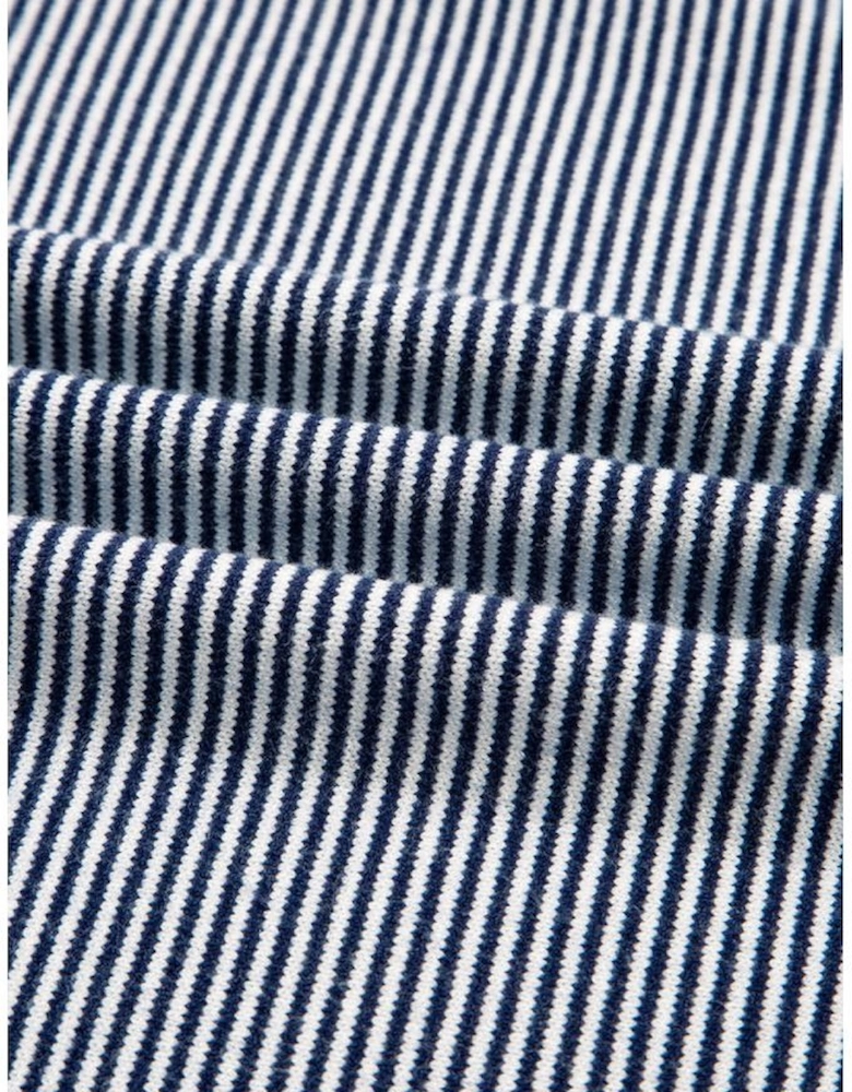 Blue Stripe Color Block Patchwork Dolman Oversize Tunic Sweater