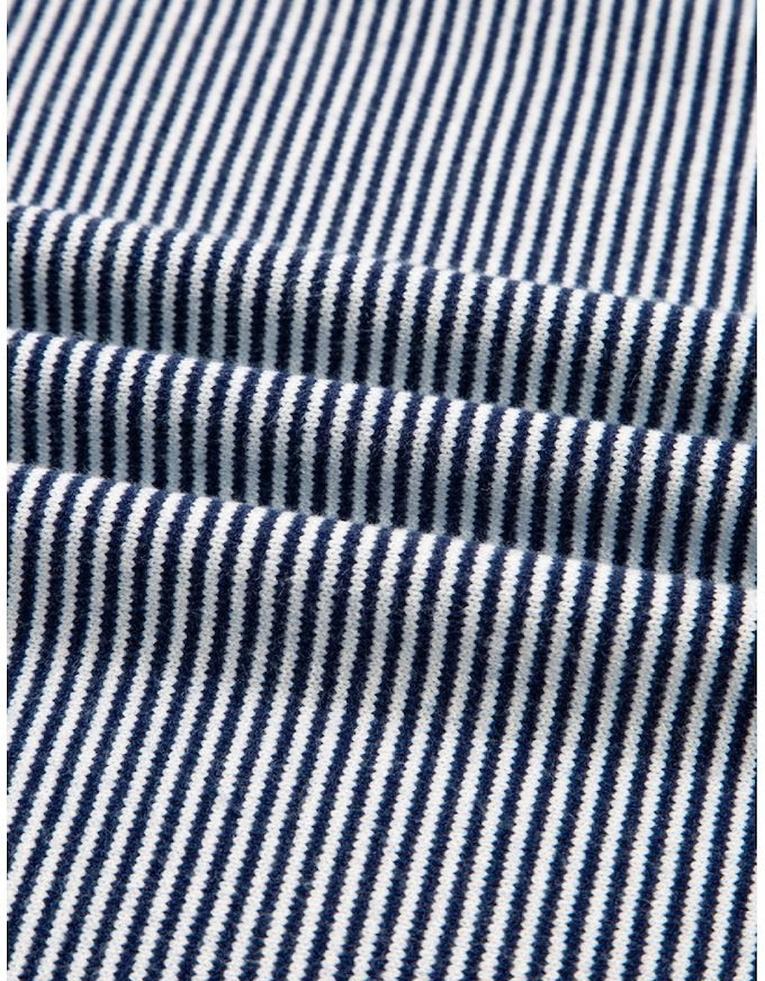 Blue Stripe Color Block Patchwork Dolman Oversize Tunic Sweater