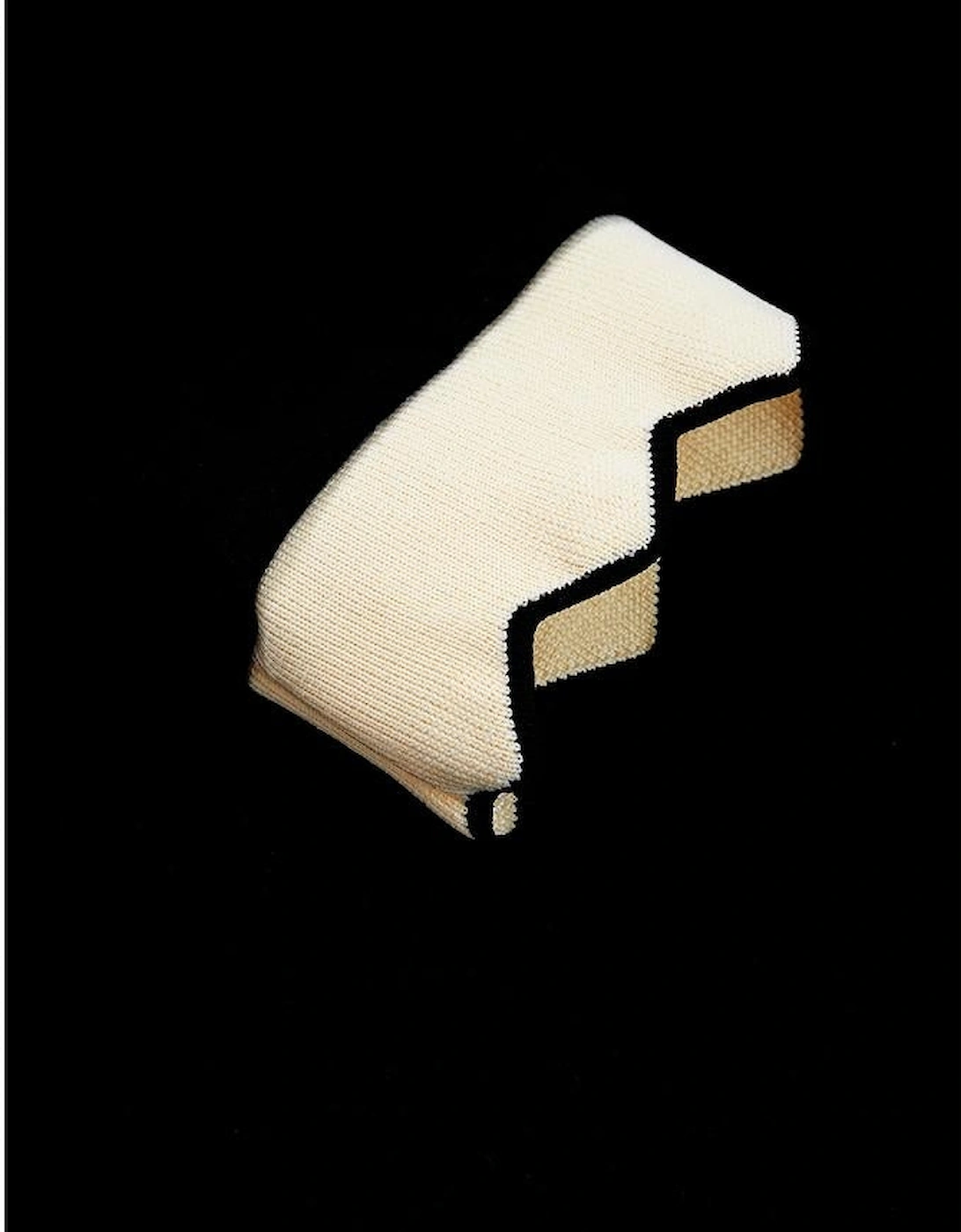 Black Scallop Trim Color Block Long Sleeve Collared Top