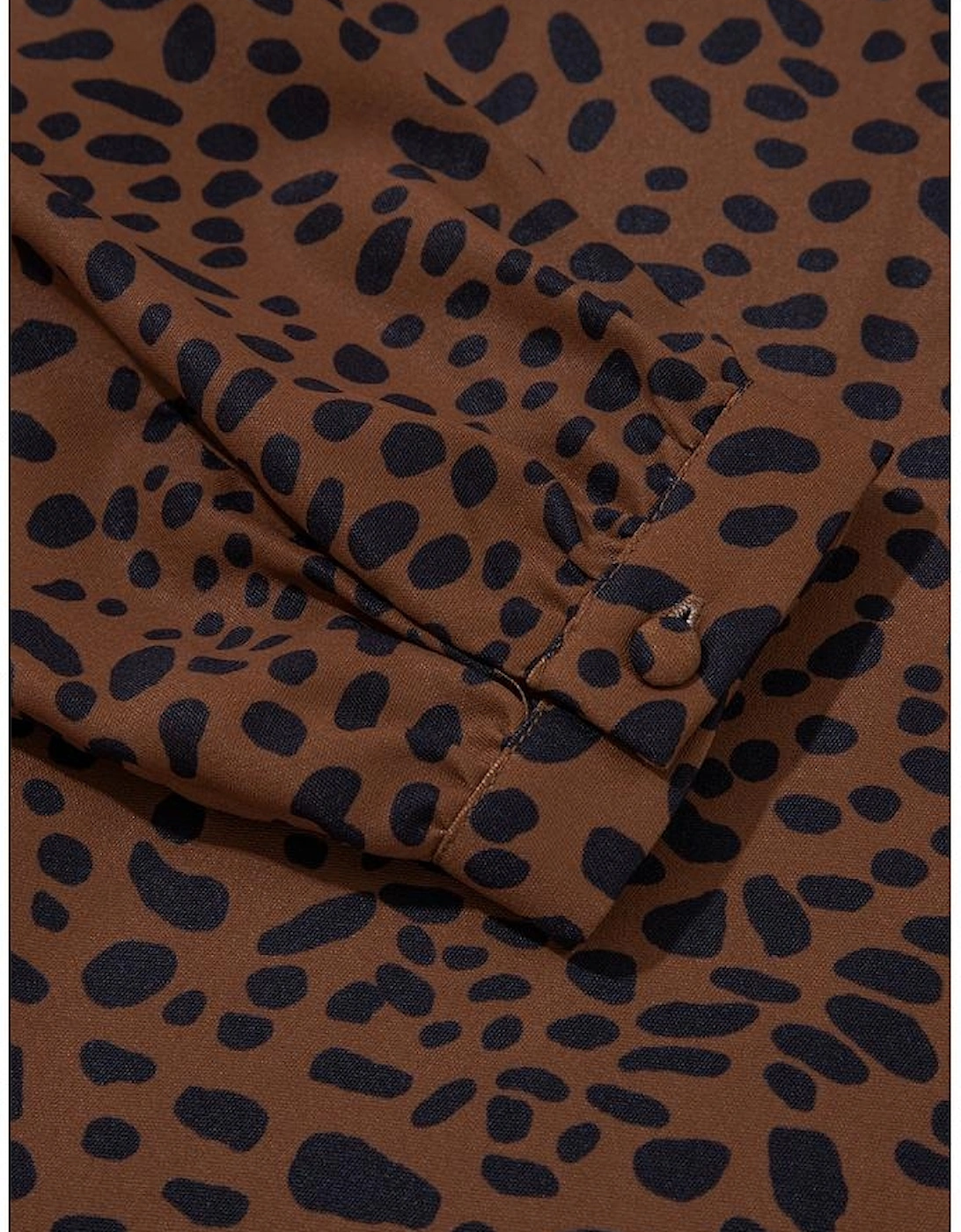 Brown Leopard Print Ruffled Puff Sleeve Blouse