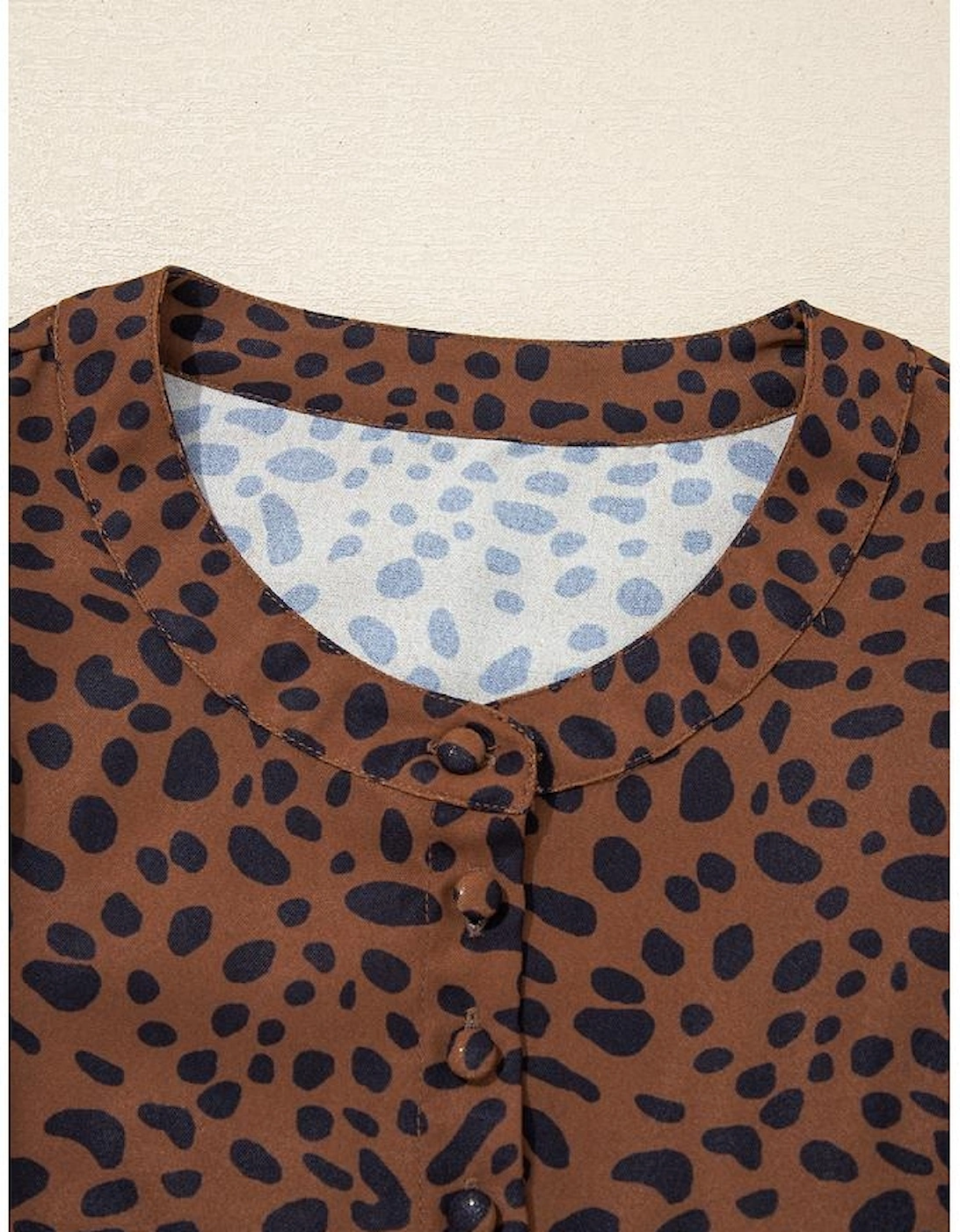 Brown Leopard Print Ruffled Puff Sleeve Blouse
