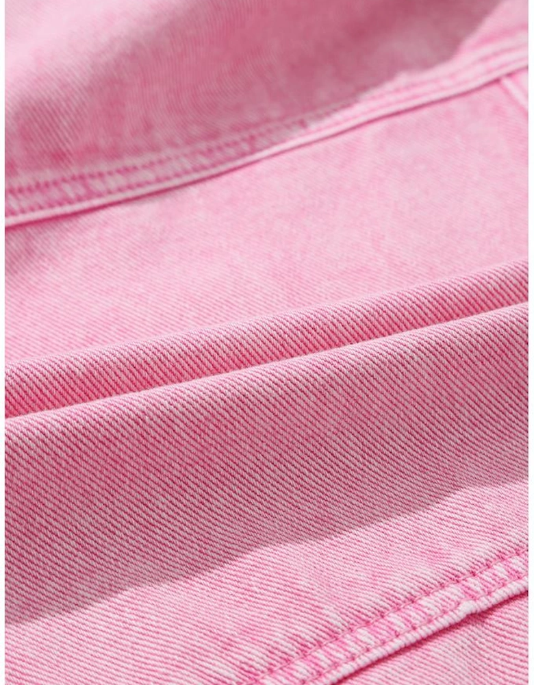 Pink Rivet Studded Pocketed Denim Jacket