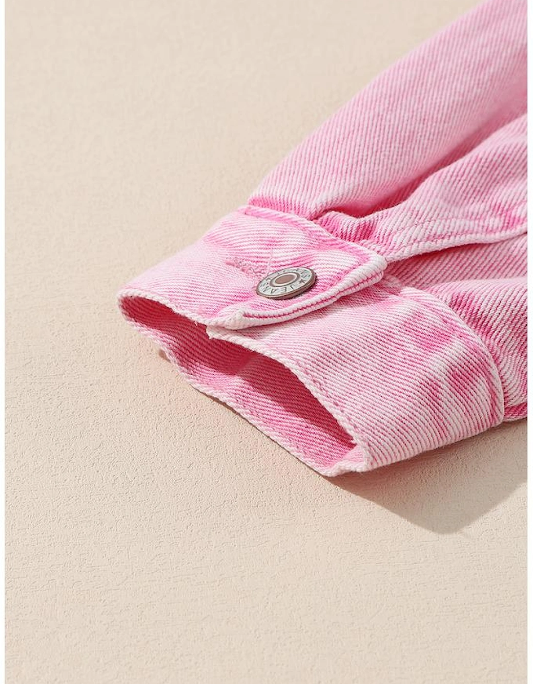 Pink Rivet Studded Pocketed Denim Jacket