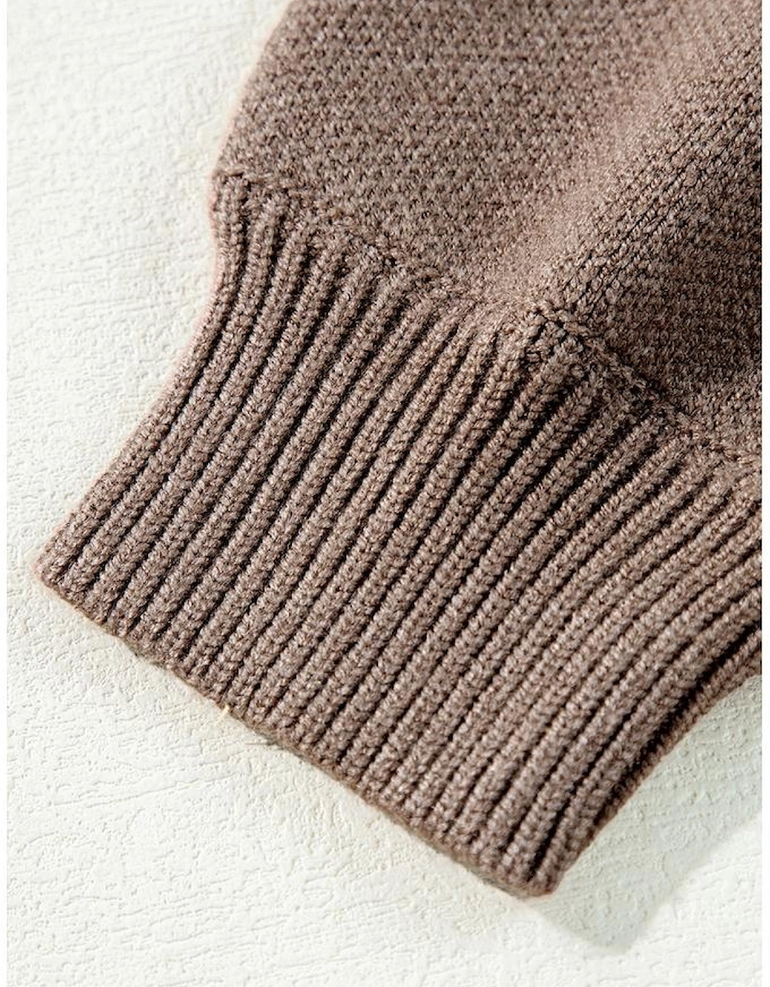 Parchment Contrast Flower Half Zipper Stand Neck Sweater