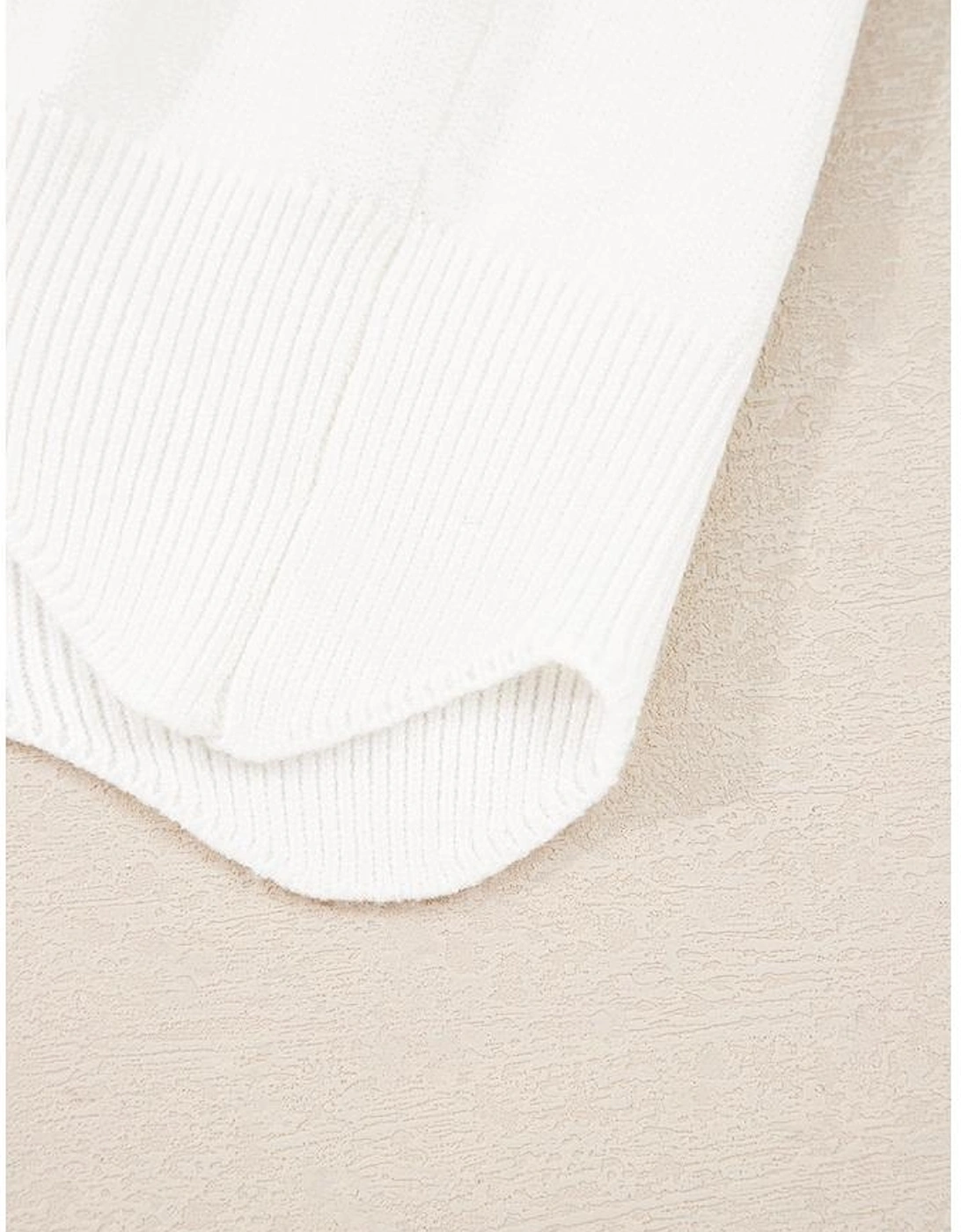 White Floral Embroidered Scallop Hem Cropped Sweater