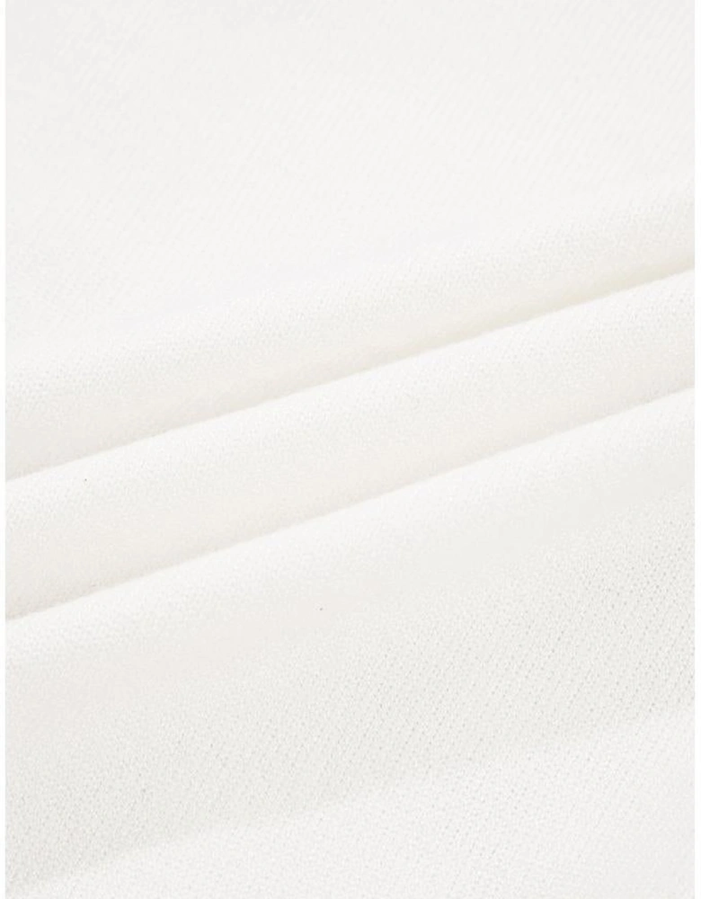 White Floral Embroidered Scallop Hem Cropped Sweater