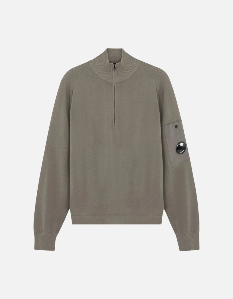 COTTON CREPE ZIP SWEATER