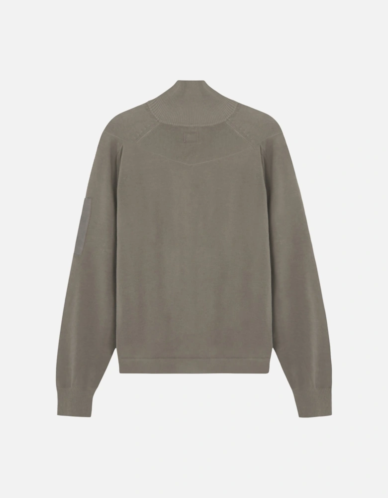 COTTON CREPE ZIP SWEATER