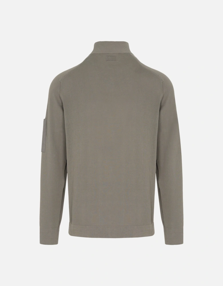 COTTON CREPE ZIP SWEATER
