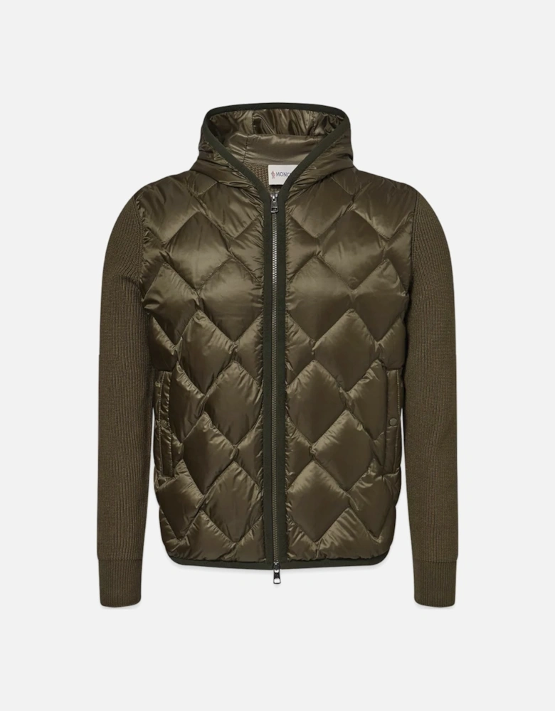 Hooded Hybrid Cardigan Green