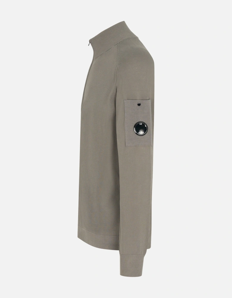 COTTON CREPE ZIP SWEATER