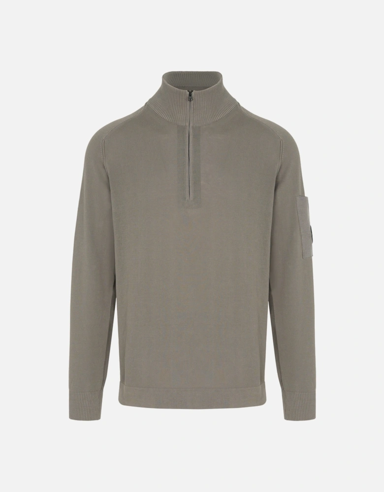 COTTON CREPE ZIP SWEATER